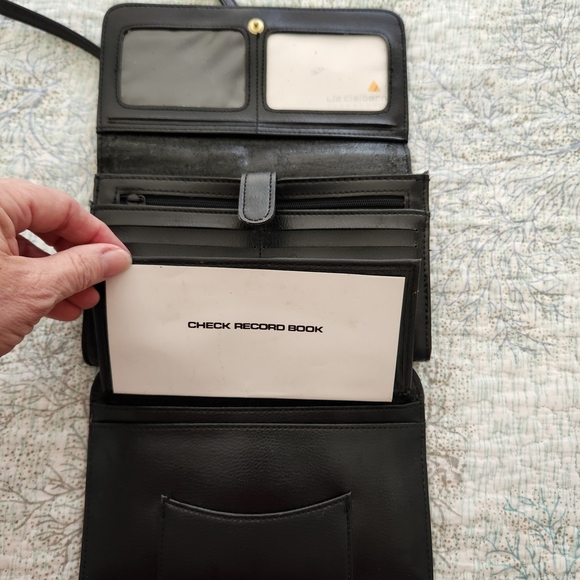 Liz Claiborne Leather Small Black Crossbody with Gold Detail - Picture 4 of 8